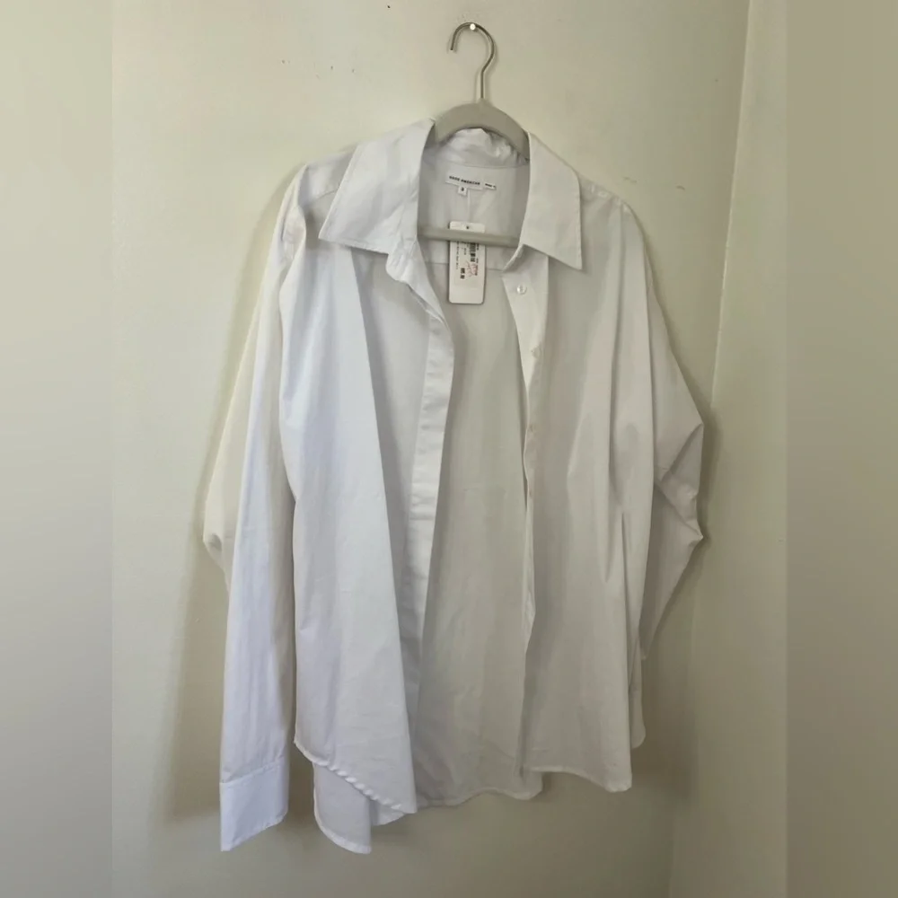 Good American White Button Down Unisex Shirt NWT large - Picture 3 of 8